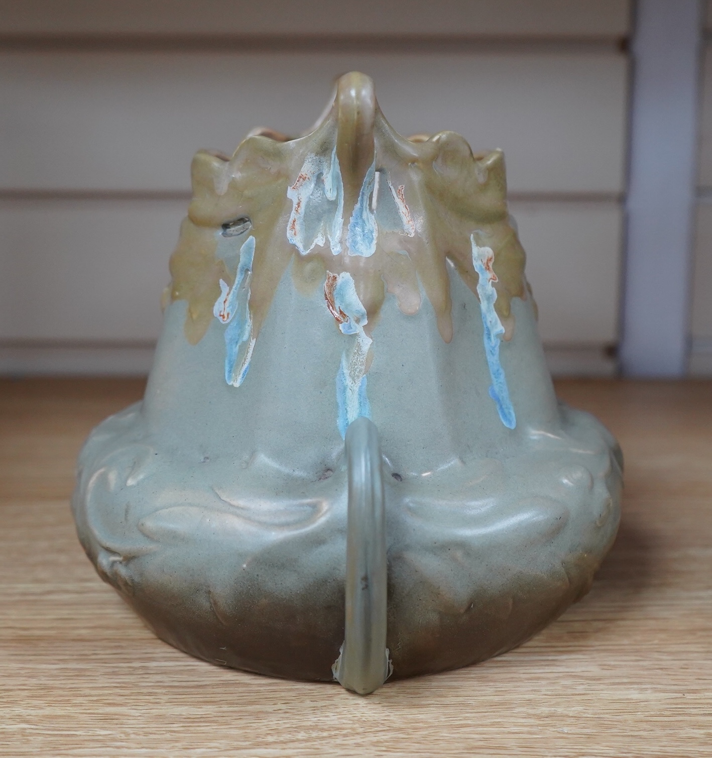 A French Art Nouveau pottery vase, 19cm. Condition - crazing visible in areas
